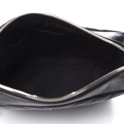 Saint Laurent Cracked Shiny Calfskin Matelasse Monogram Lou Camera Bag Black 5 of 9