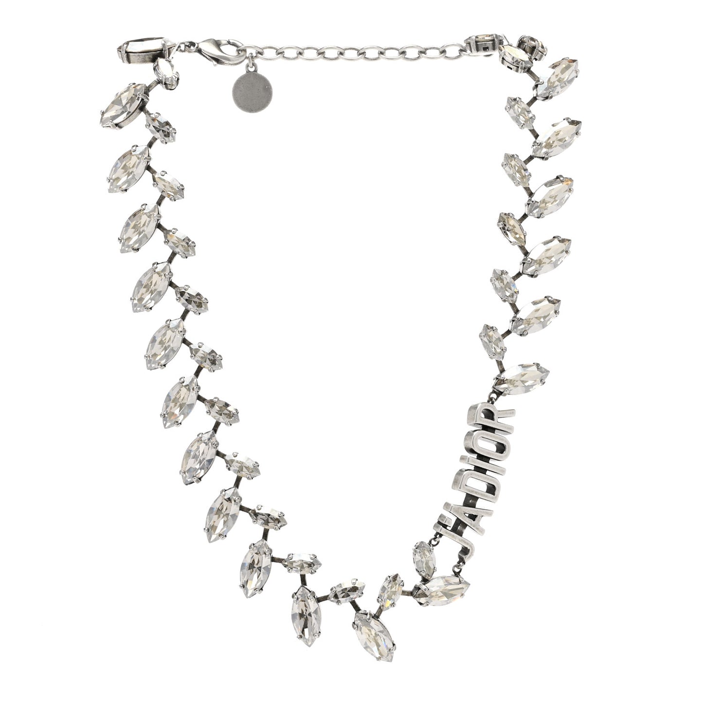 Metal Crystal J'Adior Laurier Choker Necklace Silver