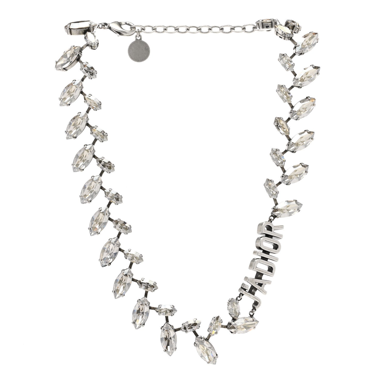 Christian Dior Metal Crystal J'Adior Laurier Choker Necklace Silver 3 of 6