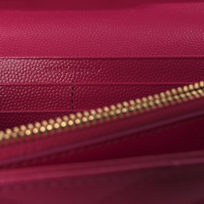 Saint Laurent Grain De Poudre Matelasse Chevron Monogram Chain Wallet Lipstick Fuchsia 7 of 11