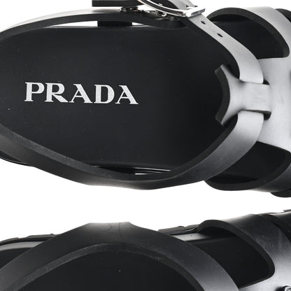Prada Foam Rubber Triangle 50mm Cage Sandals 40 Black 8 of 10