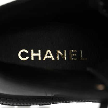 Chanel Calfskin CC Lace Up Combat Boots 39.5 Black 7 of 8