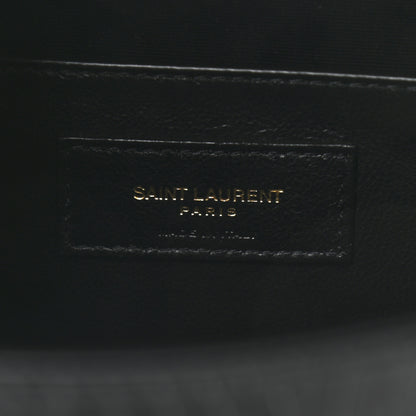 Saint Laurent Shiny Calfskin Crocodile Embossed Manhattan Baguette Black 6 of 9