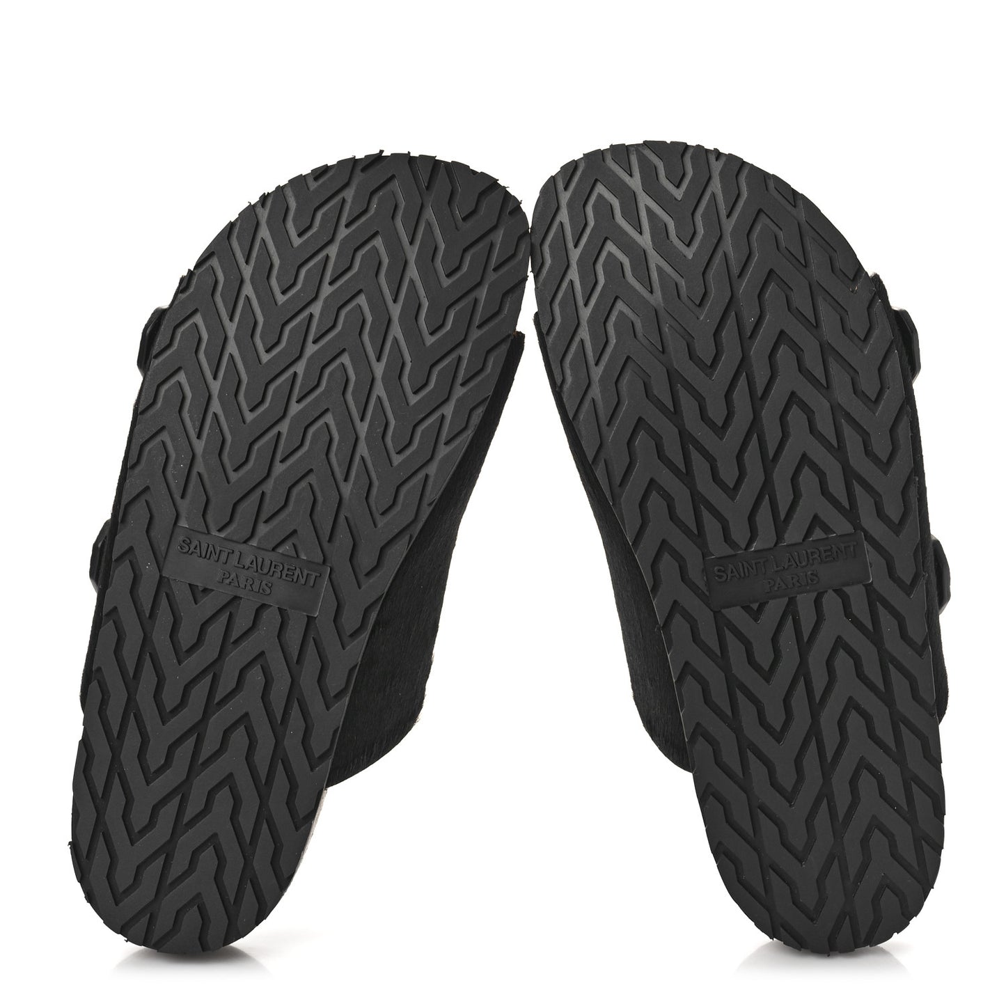 Calf Hair Jimmy Cross Slides 37 Black