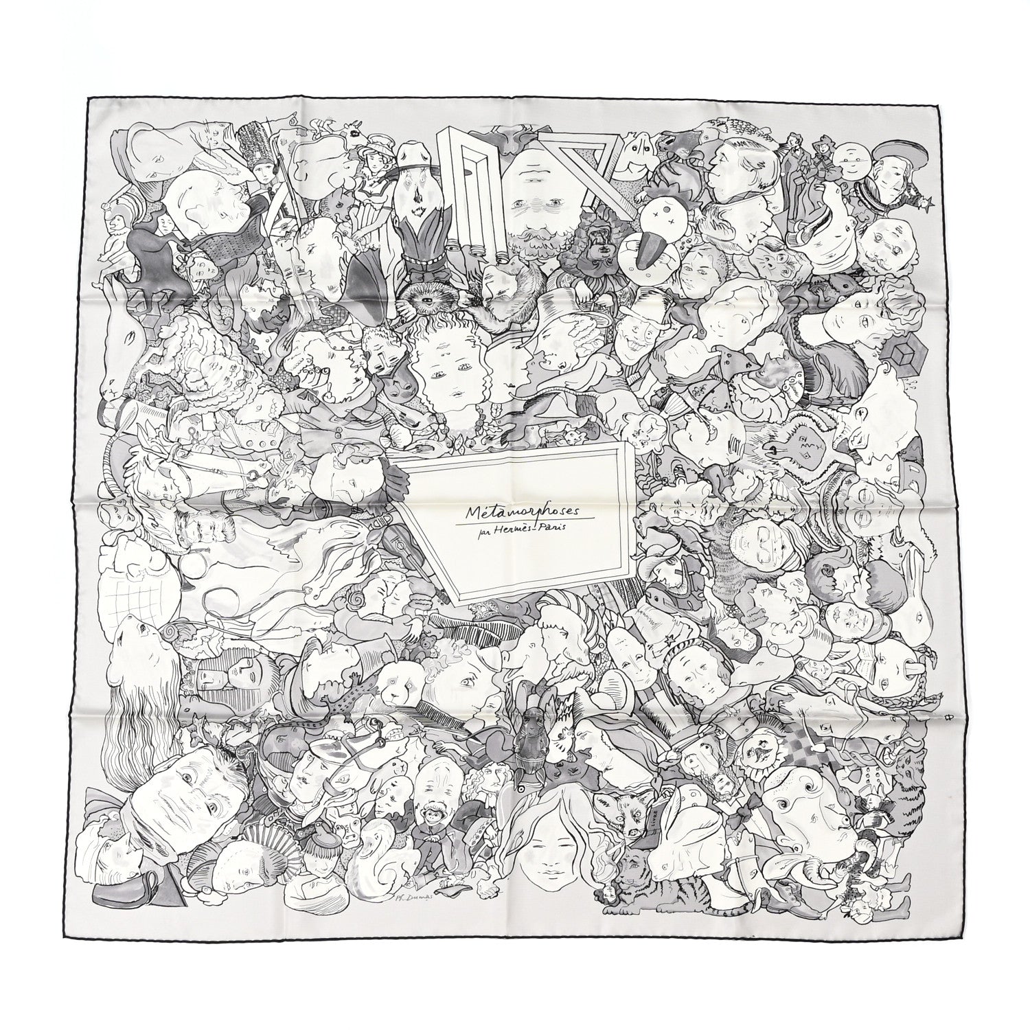 Hermes Silk Metamorphoses Par Hermes Paris Scarf 90 Gris Perle White Gris 1 of 5
