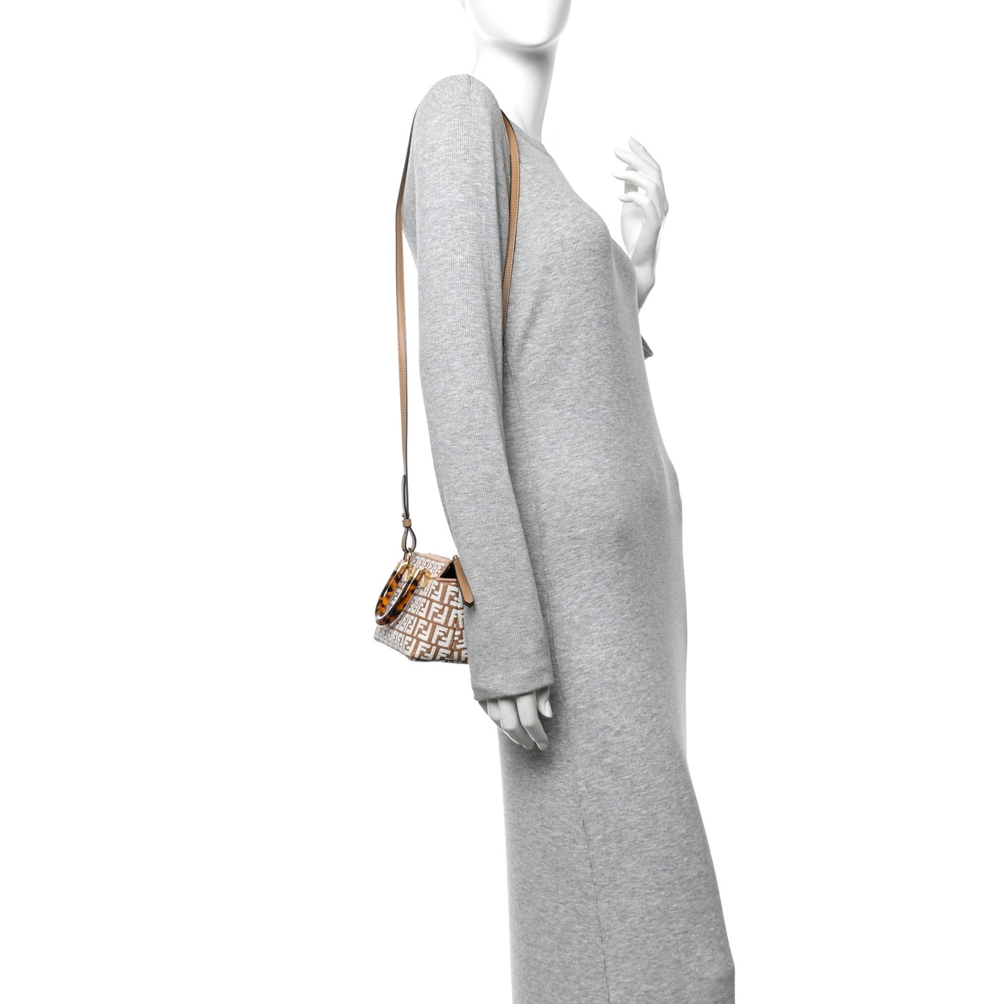 Raffia Chenille Vitello King Plexiglass Micro FF Mini By The Way Top Handle Boston Bag Naturale White