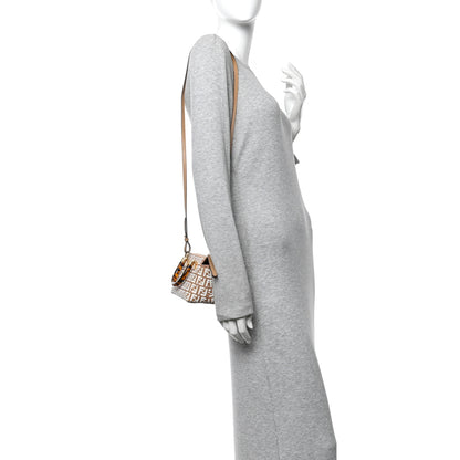 Fendi Raffia Chenille Vitello King Plexiglass Micro FF Mini By The Way Top Handle Boston Bag Naturale White 2 of 11