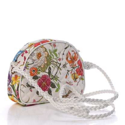 Gucci Canvas Flora Floral Trapuntata Mini Zumi Dome Shoulder Bag White 3 of 10