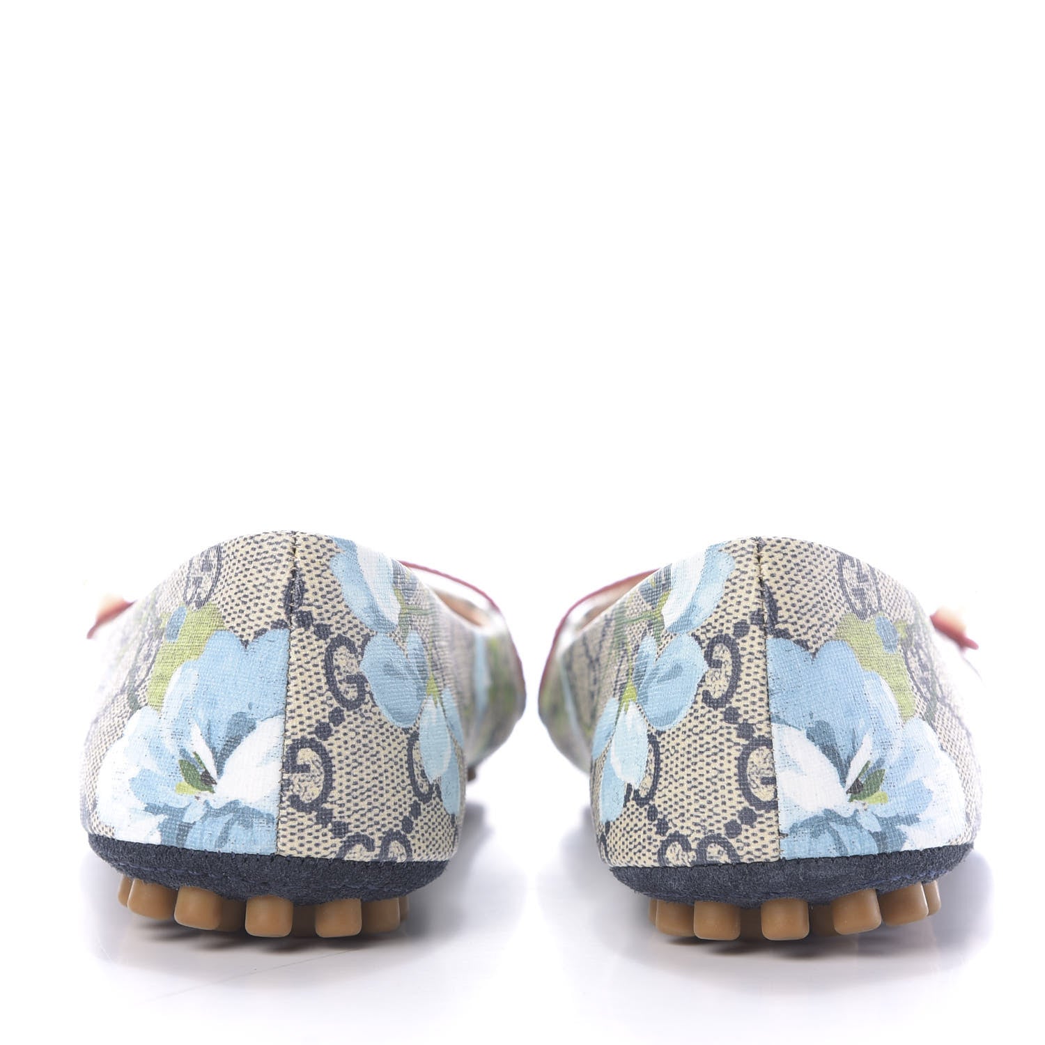 Gucci GG Supreme Monogram Blooms Ballet Flats 36.5 Beige Blue Navy Hibiscus Red 5 of 11