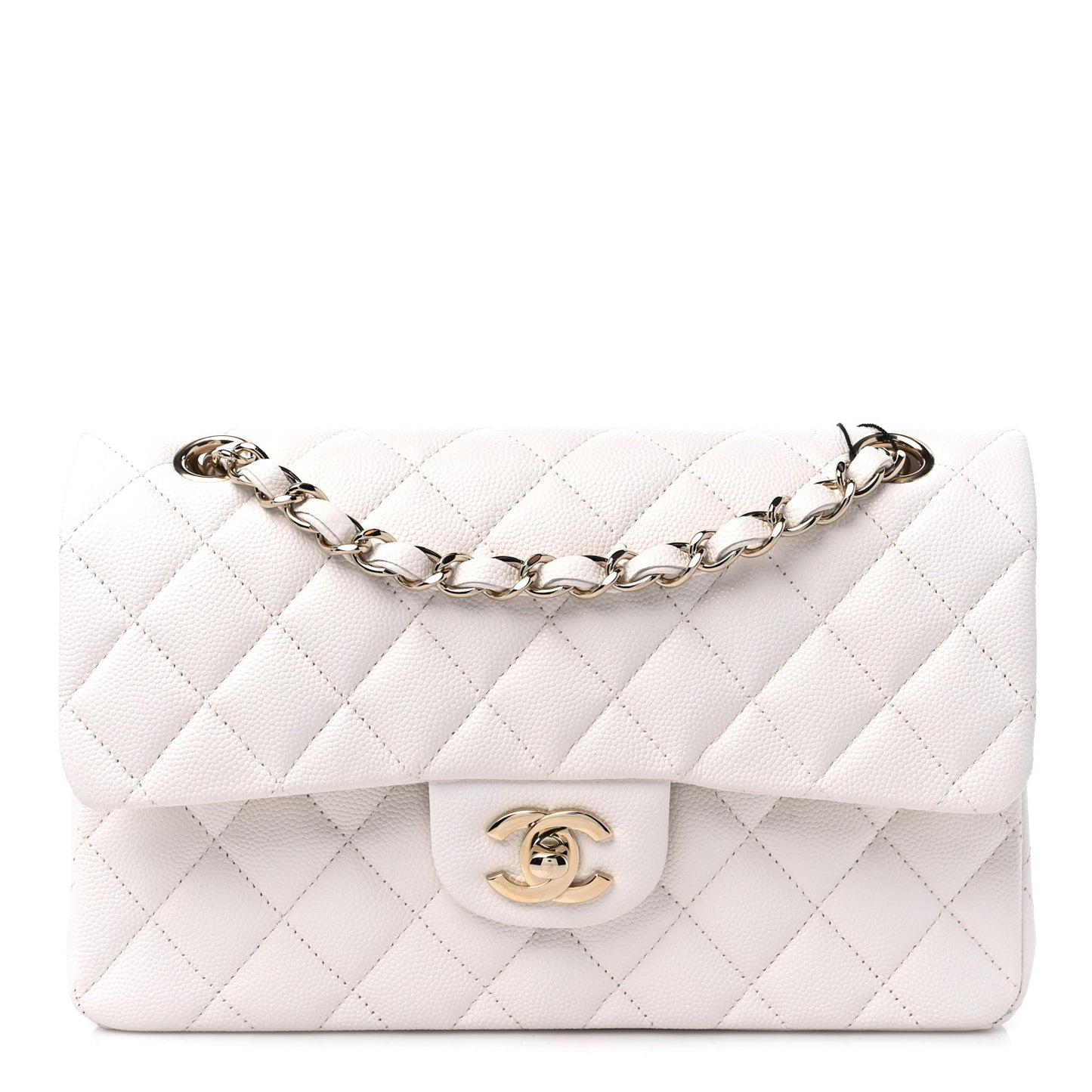 Caviar Quilted Small Double Flap White