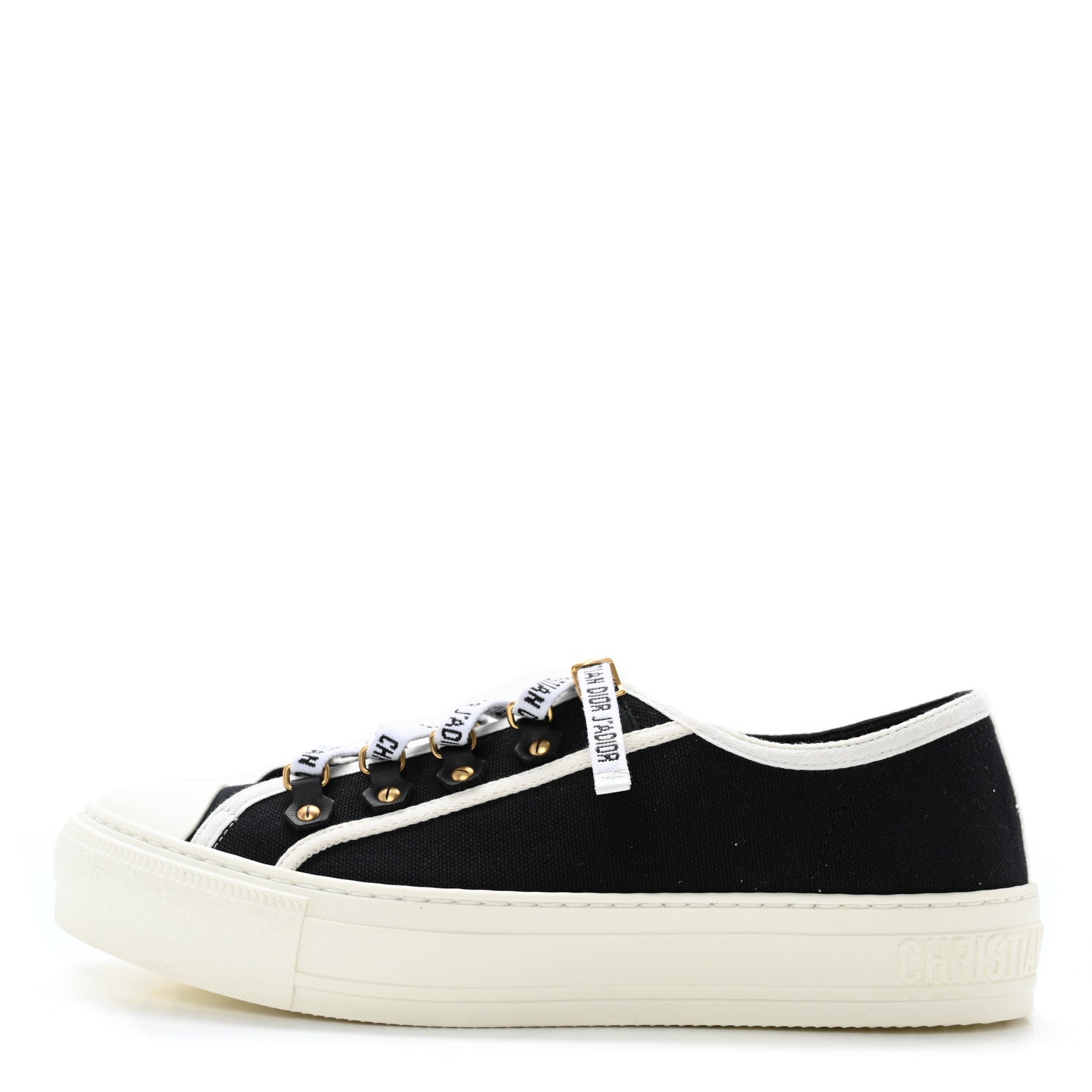 Christian Dior Canvas Walk'N'Dior Low Top Sneakers 38.5 Black 1 of 8