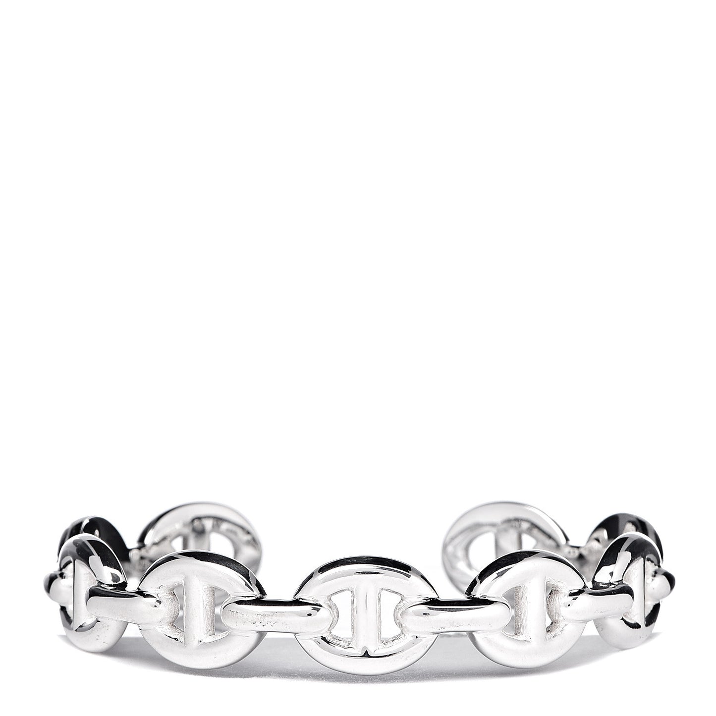 Sterling Silver MM Chaine d'Ancre Enchainee Cuff Bracelet SH