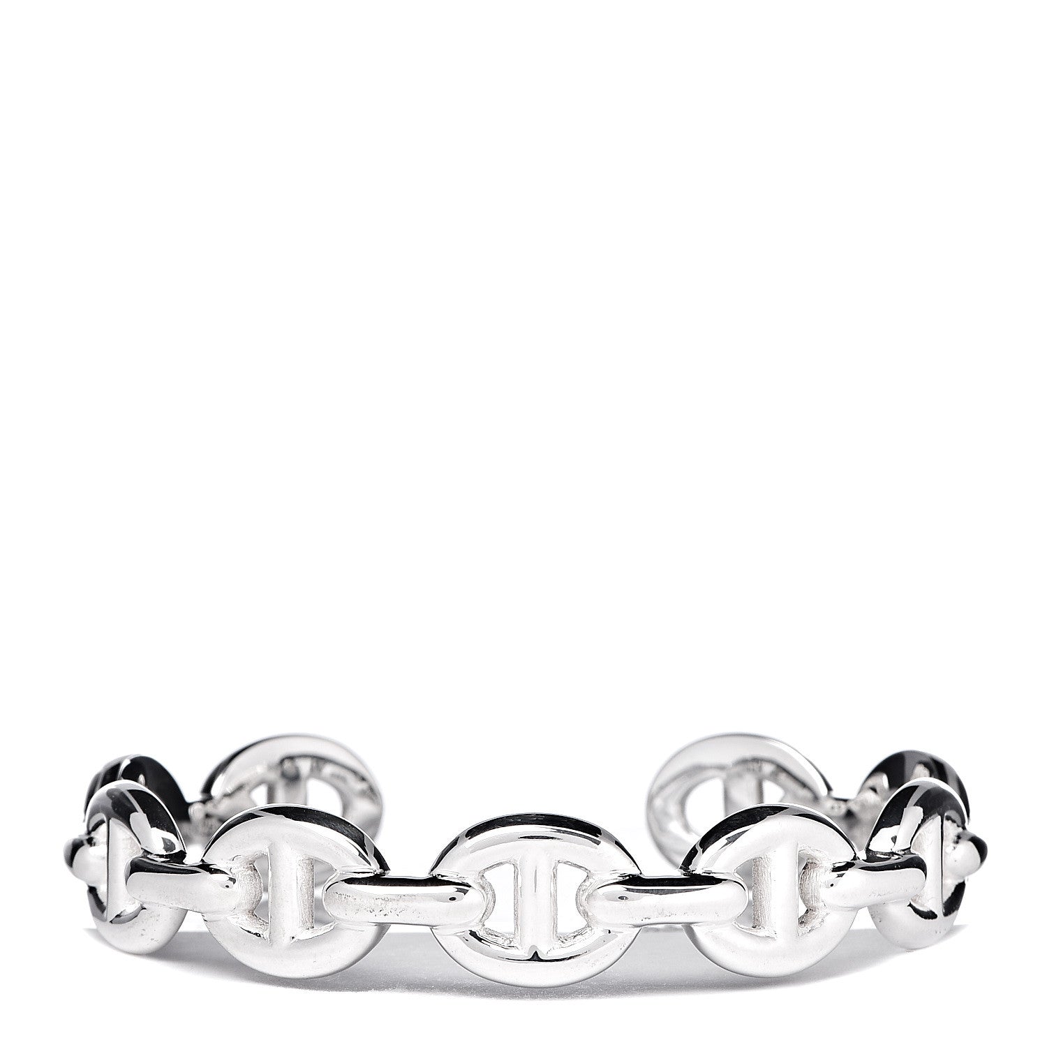 Hermes Sterling Silver MM Chaine d'Ancre Enchainee Cuff Bracelet SH 1 of 5