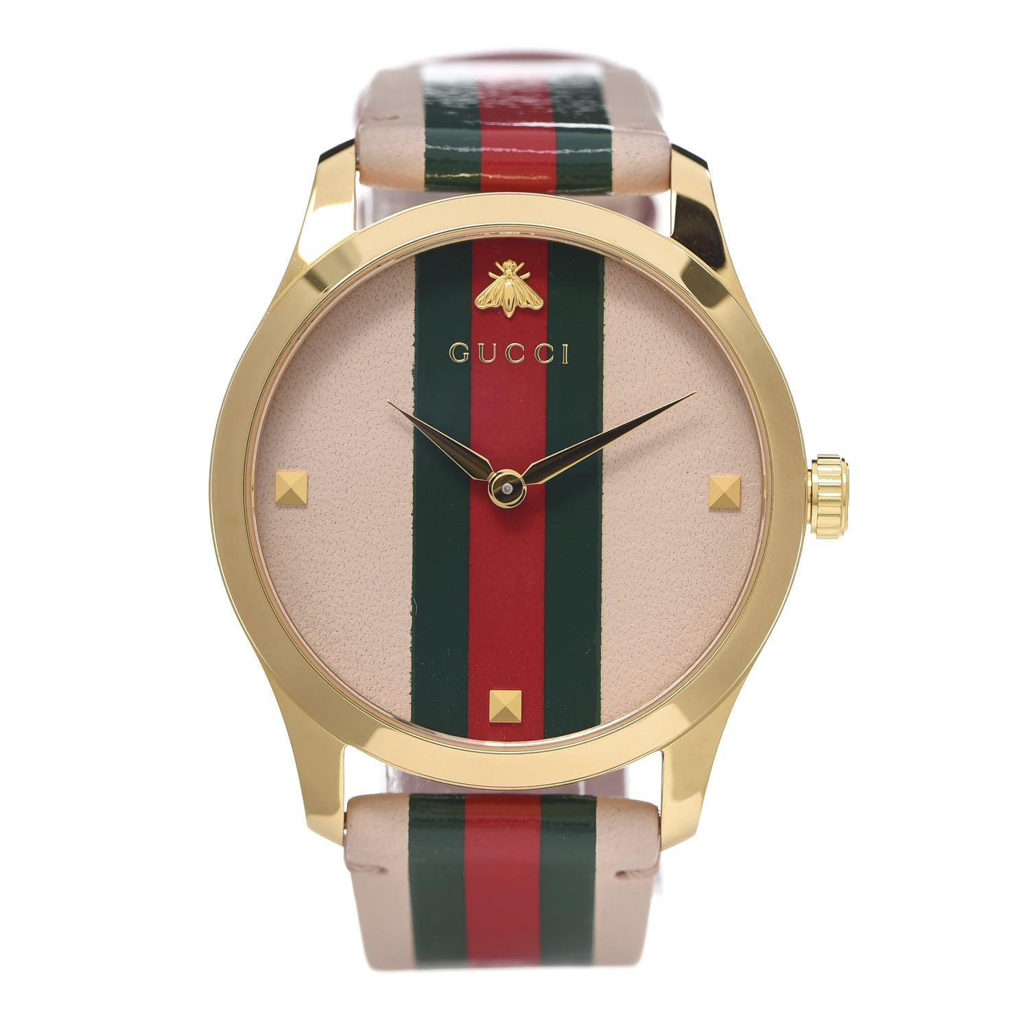 Gucci Stainless Steel Calfskin 38mm G-Timeless Stripe Web Quartz Watch Pink 1 of 6