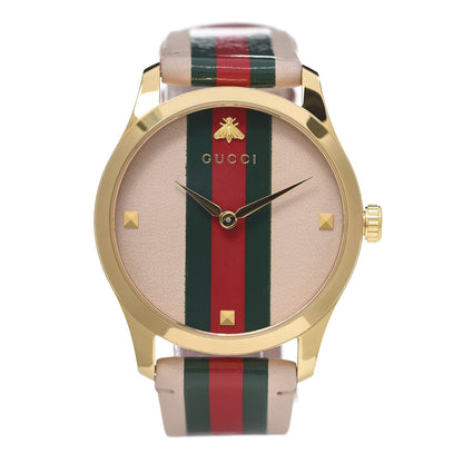 Gucci Stainless Steel Calfskin 38mm G-Timeless Stripe Web Quartz Watch Pink 1 of 6