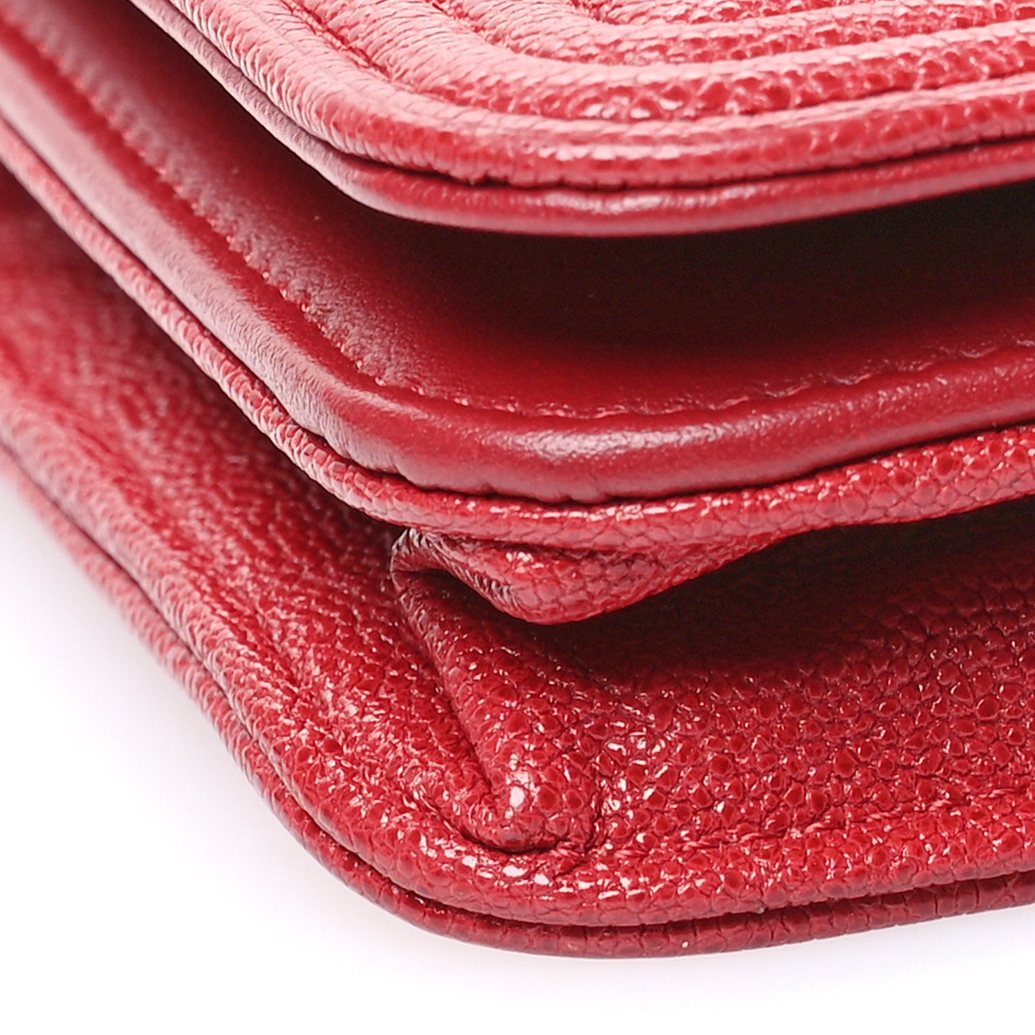 Chanel Caviar Quilted Boy Wallet On Chain WOC Red 10 of 11