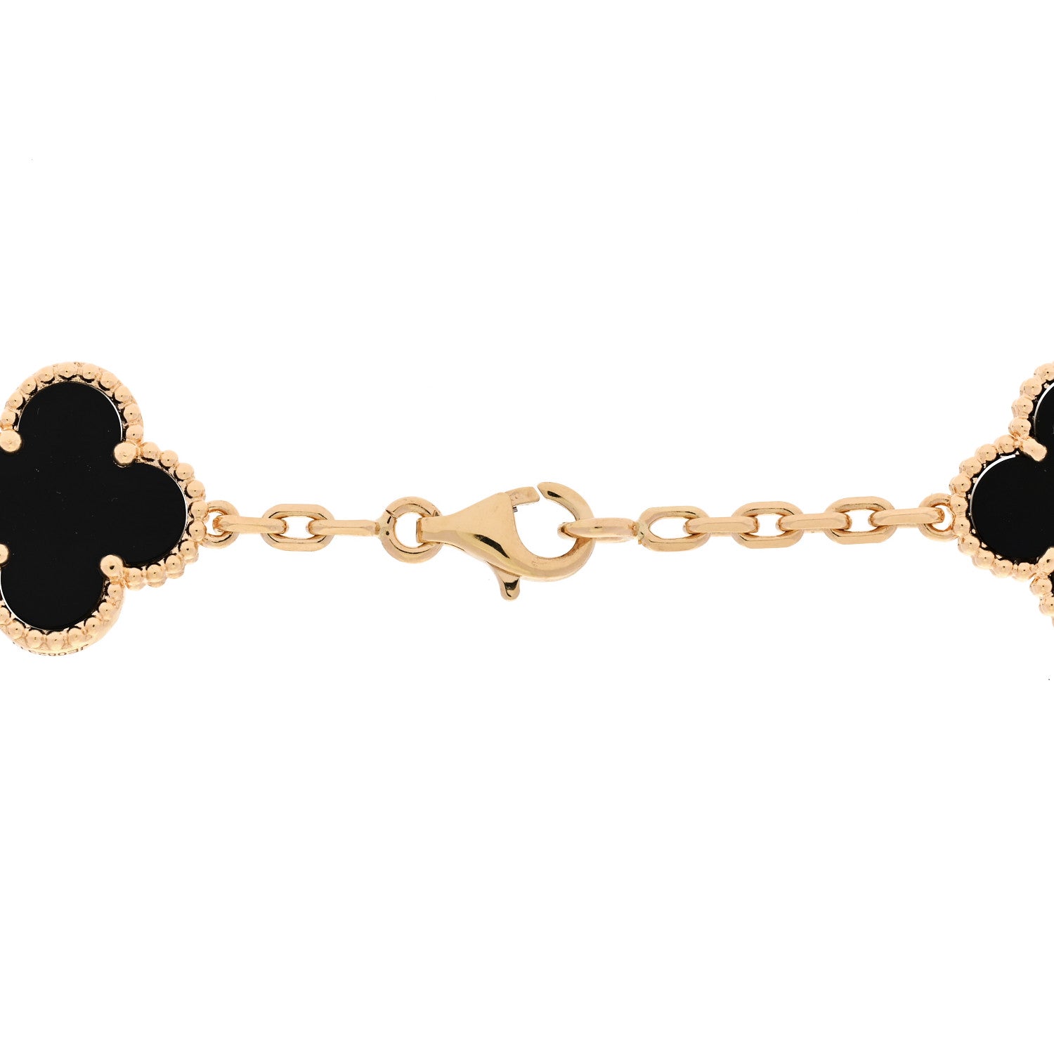 Van Cleef & Arpels 18K Yellow Gold Black Onyx 20 Motifs Vintage Alhambra Necklace 4 of 7