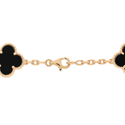 Van Cleef & Arpels 18K Yellow Gold Black Onyx 20 Motifs Vintage Alhambra Necklace 4 of 7