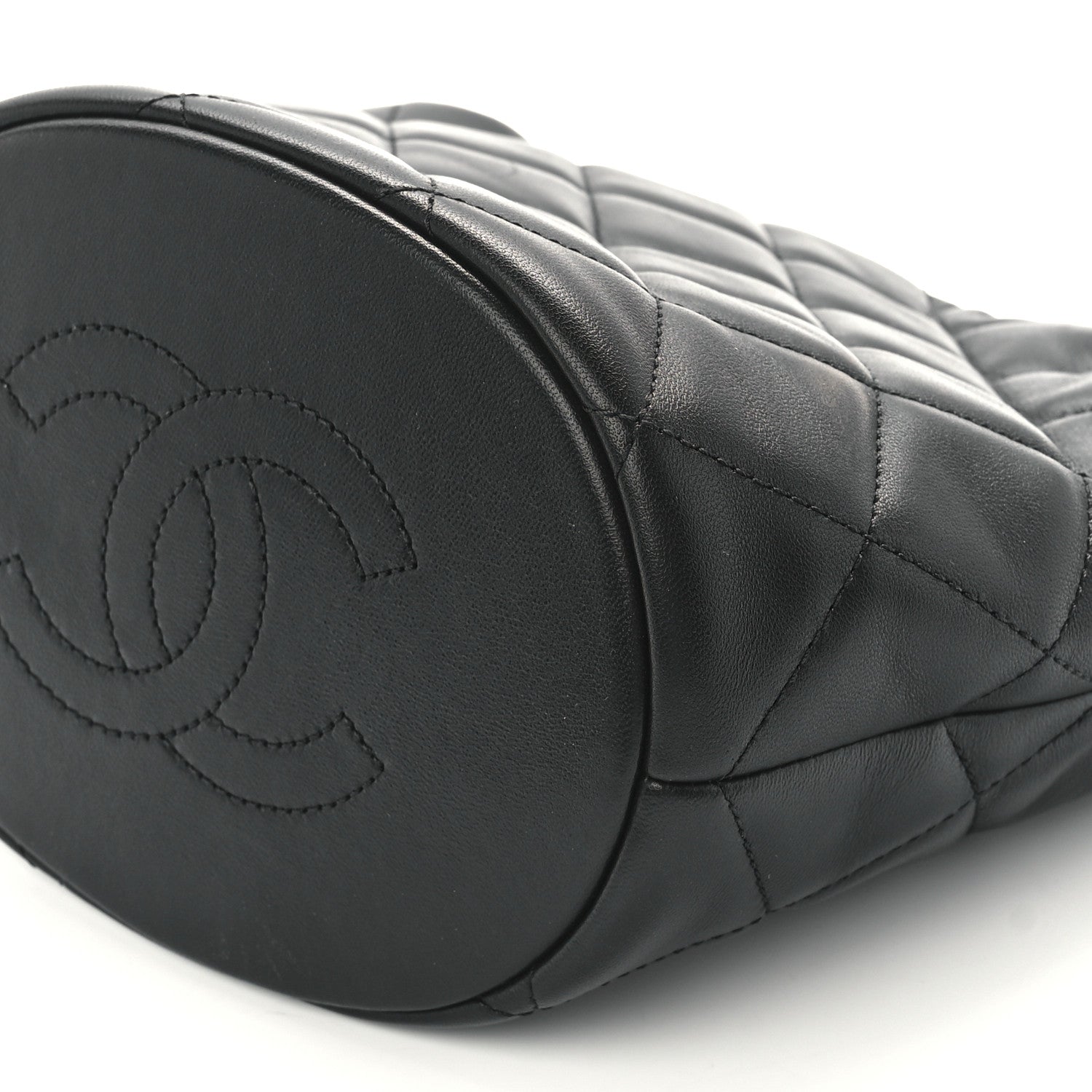 Chanel Lambskin Quilted My Perfect Chain Bucket Drawstring Bag Black 11 of 11
