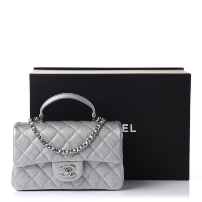 Chanel Metallic Caviar Quilted Mini Top Handle Rectangular Flap Silver 12 of 12