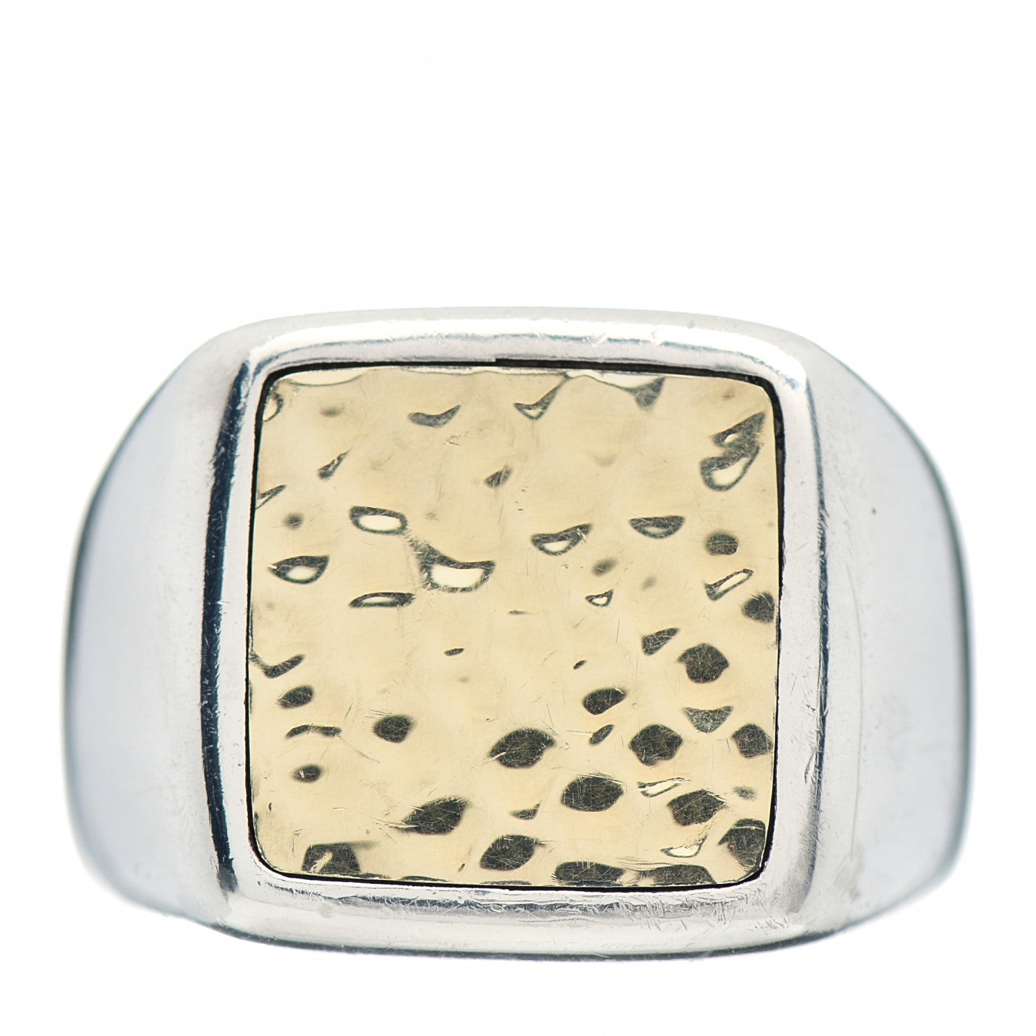 John Hardy Sterling Silver 18K Yellow Gold Hammered Signet Ring 62 10 1 of 5