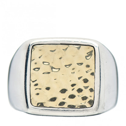 John Hardy Sterling Silver 18K Yellow Gold Hammered Signet Ring 62 10 1 of 5
