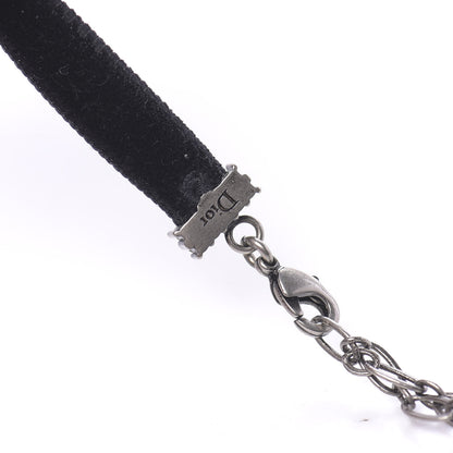 Christian Dior Velvet Crystal DIOR Choker Necklace Black 5 of 6