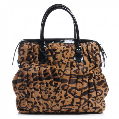 Valentino Garavani Pony Hair Pleated Maizeon Tote Leopard 1 of 8