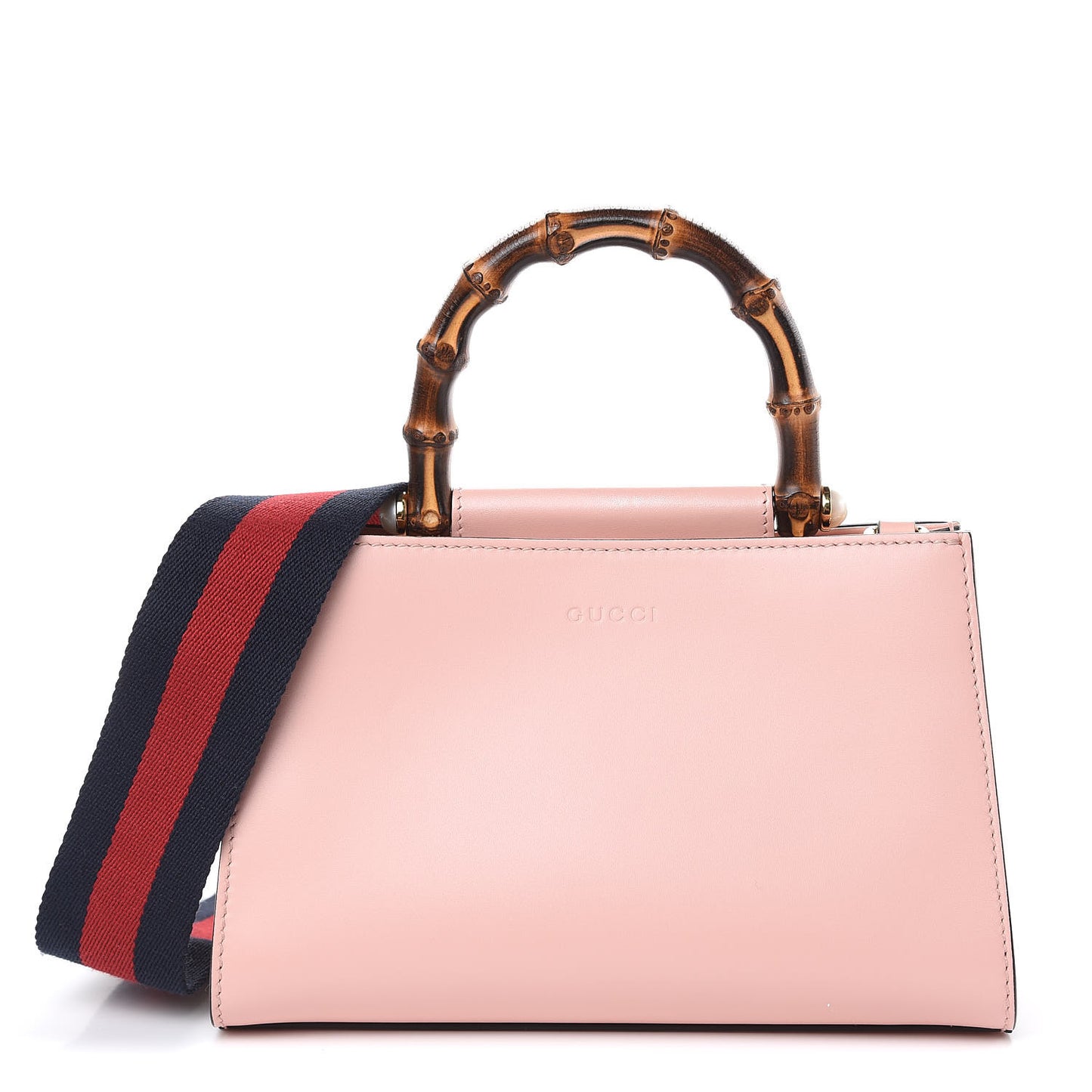 Nappa Bamboo Web Mini Nymphaea Top Handle Bag Perfect Pink Mystic White