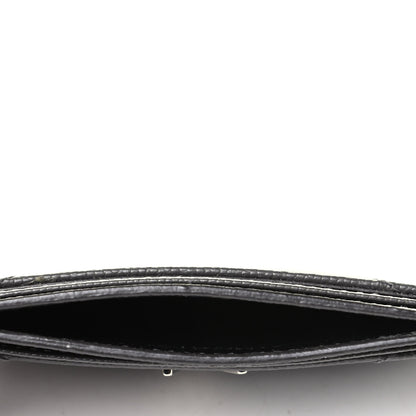 Saint Laurent Grain De Poudre Matelasse Chevron Monogram Credit Card Case Coal 4 of 4