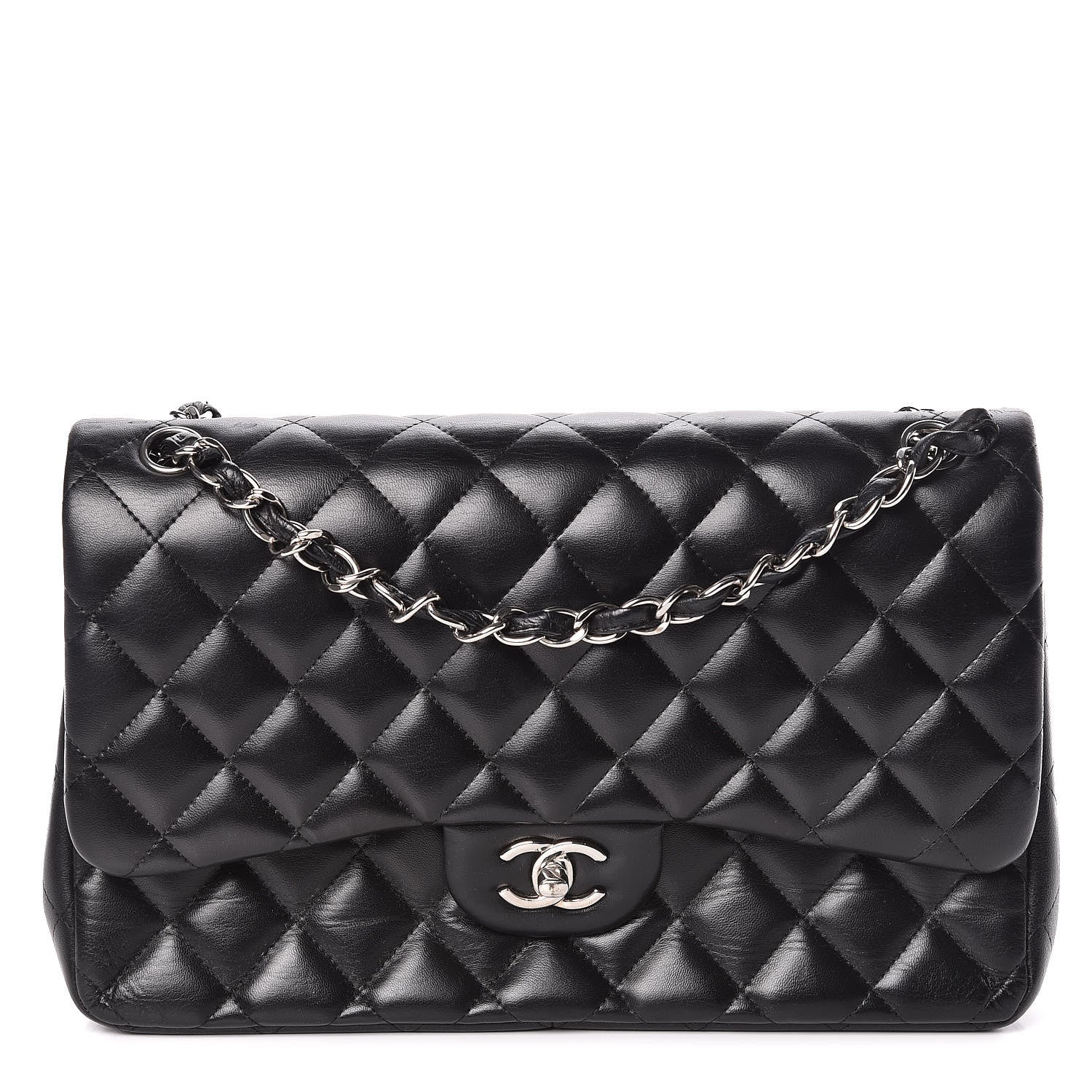 Chanel Lambskin Quilted Jumbo Double Flap Black 1 of 13