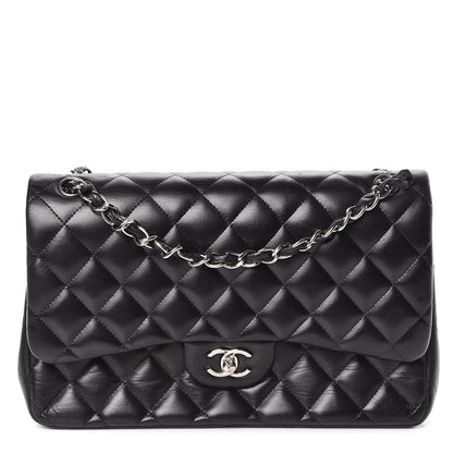 Chanel Lambskin Quilted Jumbo Double Flap Black 1 of 13
