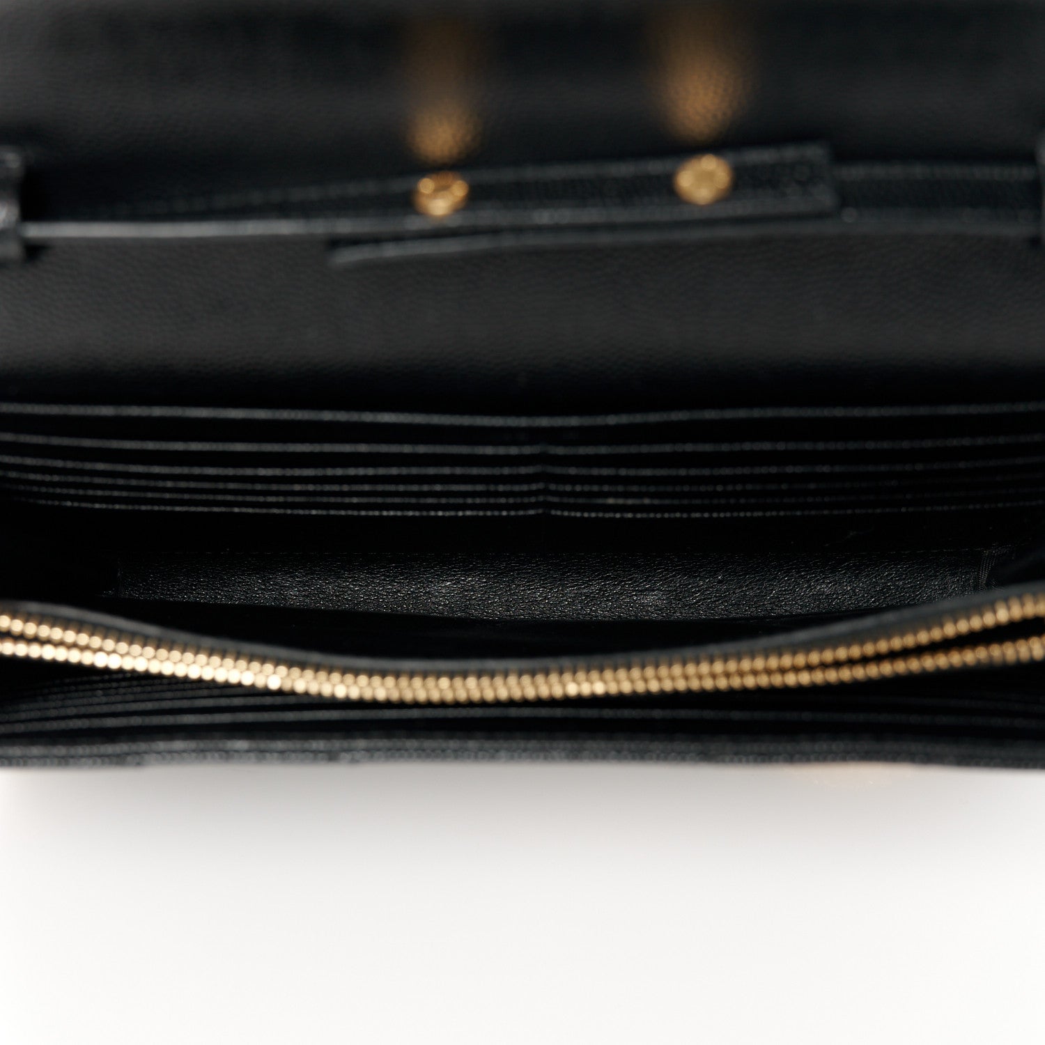 Saint Laurent Grain De Poudre Matelasse Chevron Monogram Chain Wallet Black 5 of 12