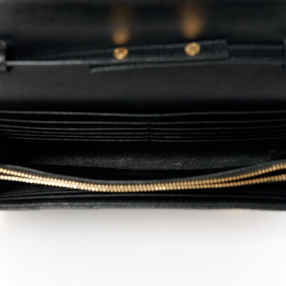 Saint Laurent Grain De Poudre Matelasse Chevron Monogram Chain Wallet Black 5 of 12