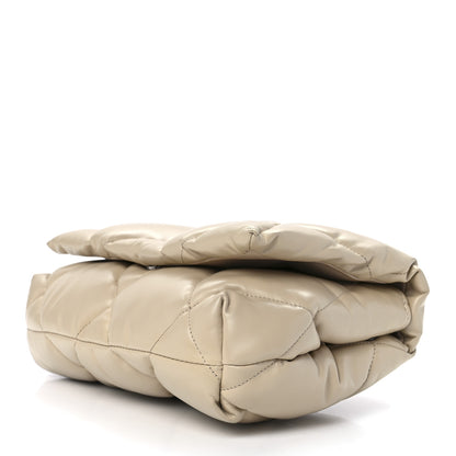 Balenciaga Nappa Calfskin Quilted Touch B Puffy Clutch Light Beige 8 of 10