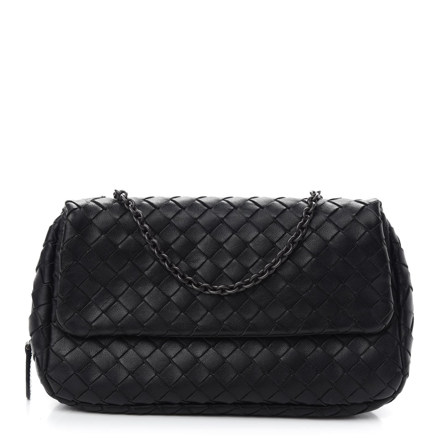 Nappa Intrecciato Mini Chain Messenger Black