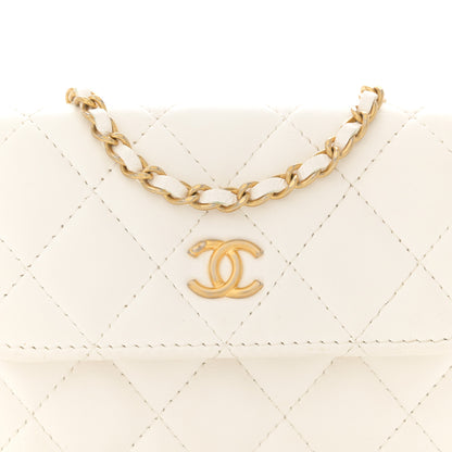 Chanel Lambskin Quilted Pearl Crush Clutch With Chain White 9 of 12