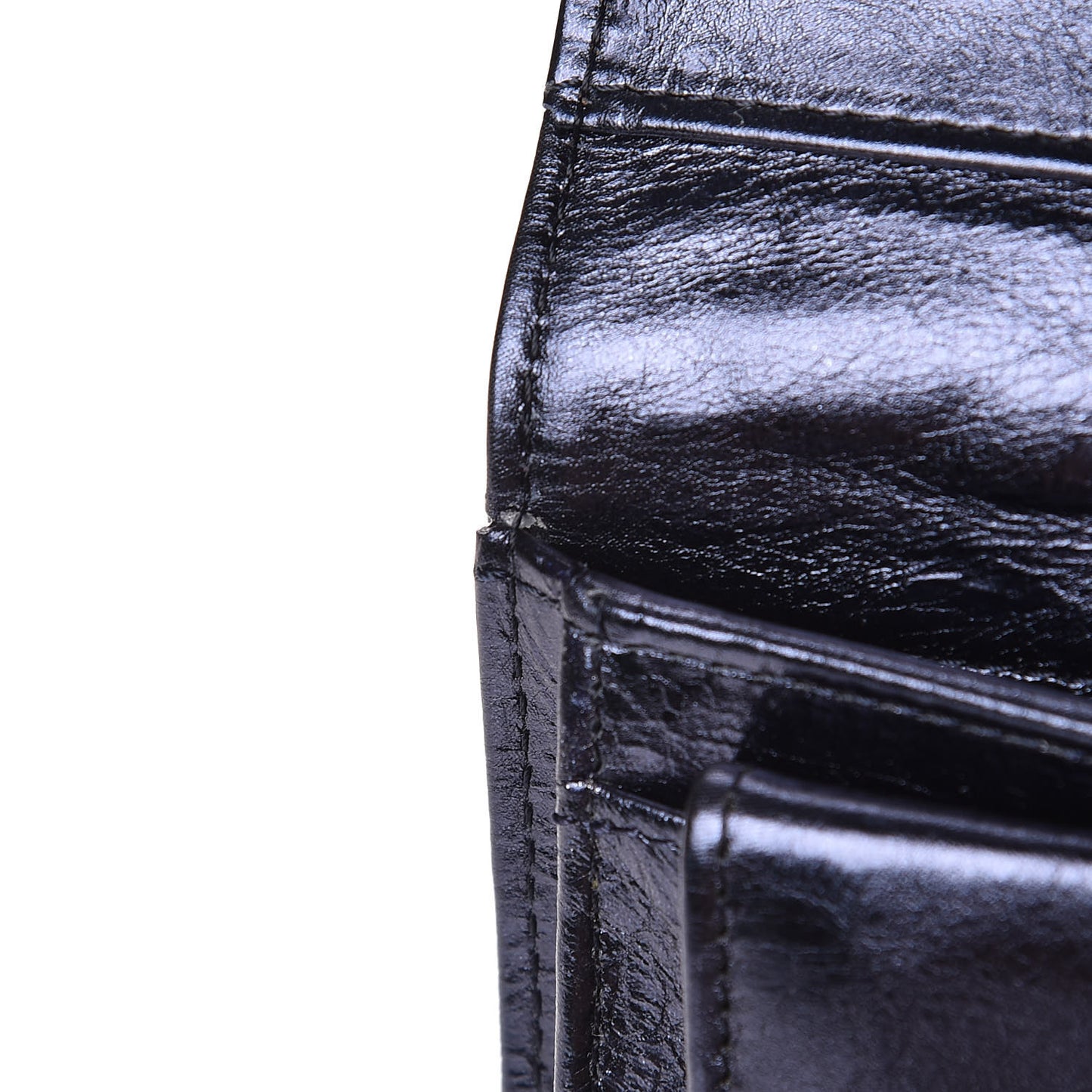 Metallic Aged Calfskin Quilted Reissue Long Flap Wallet Dark Navy Blue