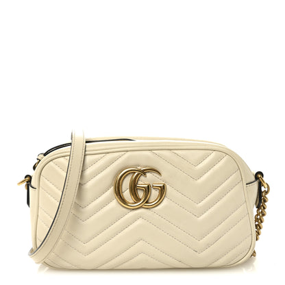 Gucci Calfskin Matelasse Small GG Marmont Chain Shoulder Bag White 1 of 11
