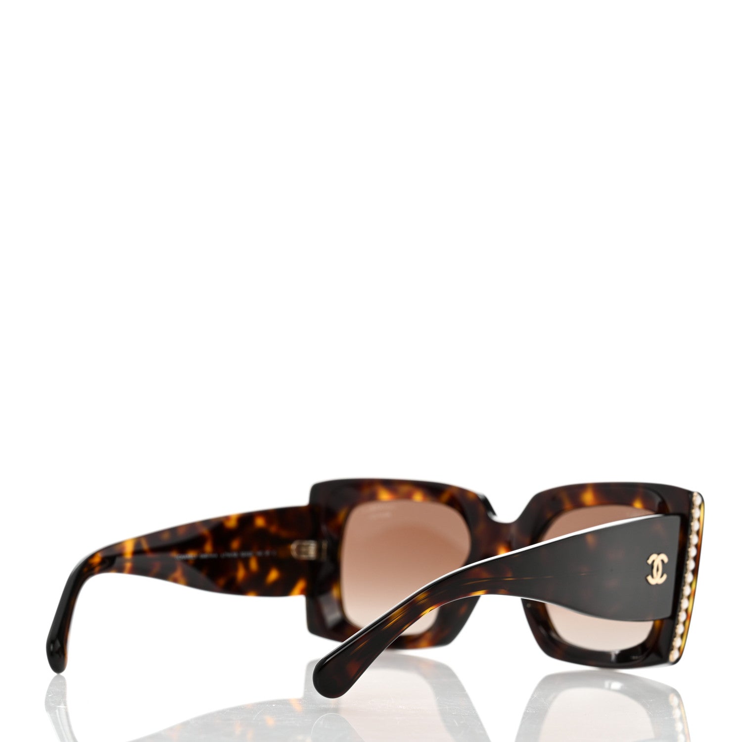 Chanel Acetate Pearl Rectangle Sunglasses 5480-H-A Tortoise 4 of 8