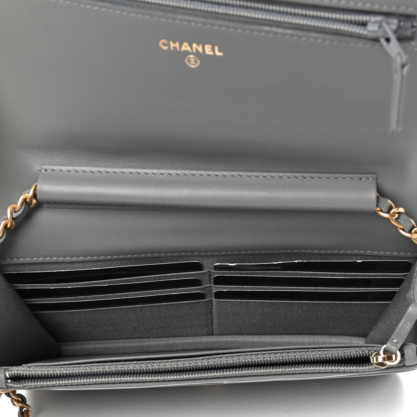 Lambskin Quilted Boy Wallet On Chain WOC Grey