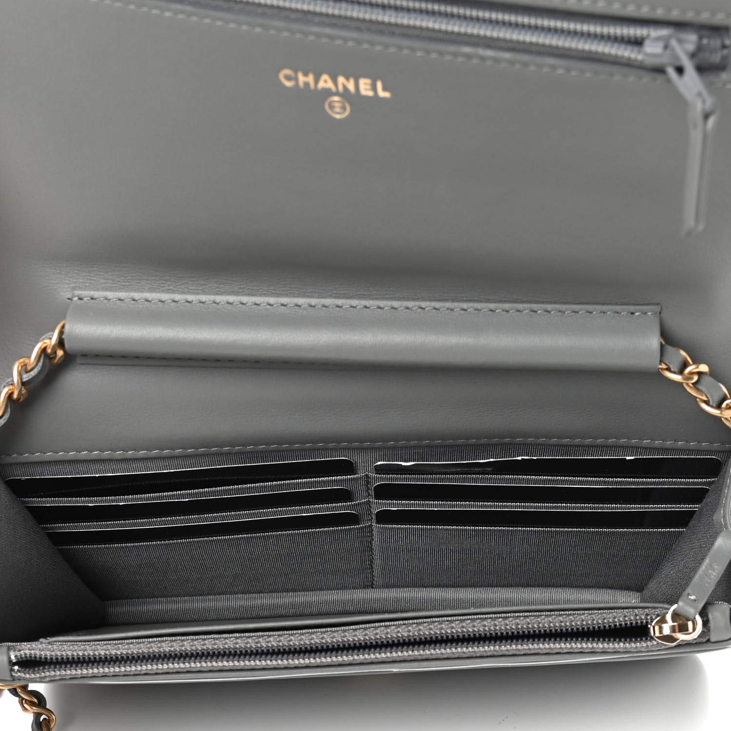 Chanel Lambskin Quilted Boy Wallet On Chain WOC Grey 5 of 10