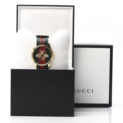 Gucci Stainless Steel Nylon 38mm Le Marche Des Merveilles Bee Quartz Watch Green 7 of 7