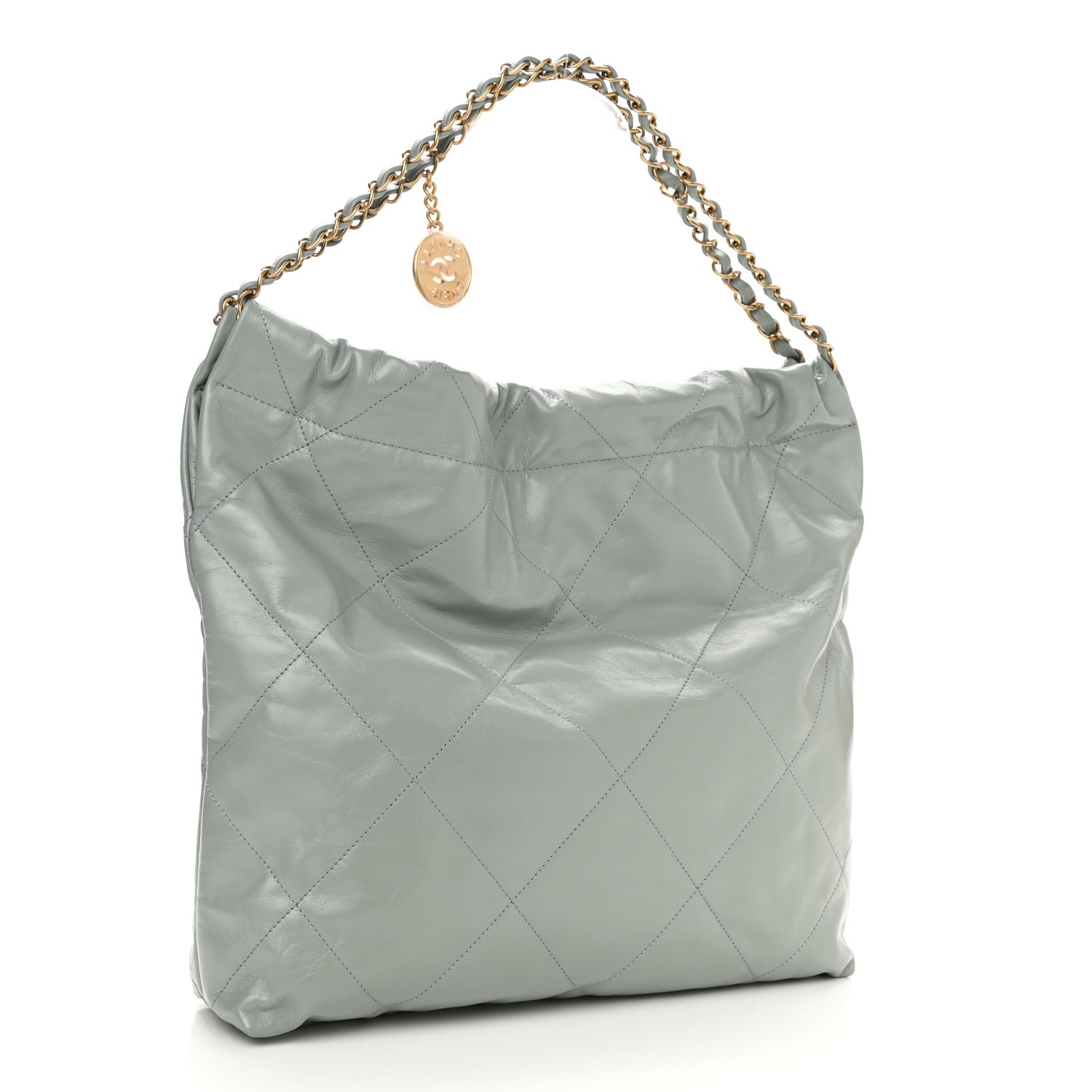 Chanel Shiny Calfskin Quilted Chanel 22 Light Blue 4 of 11