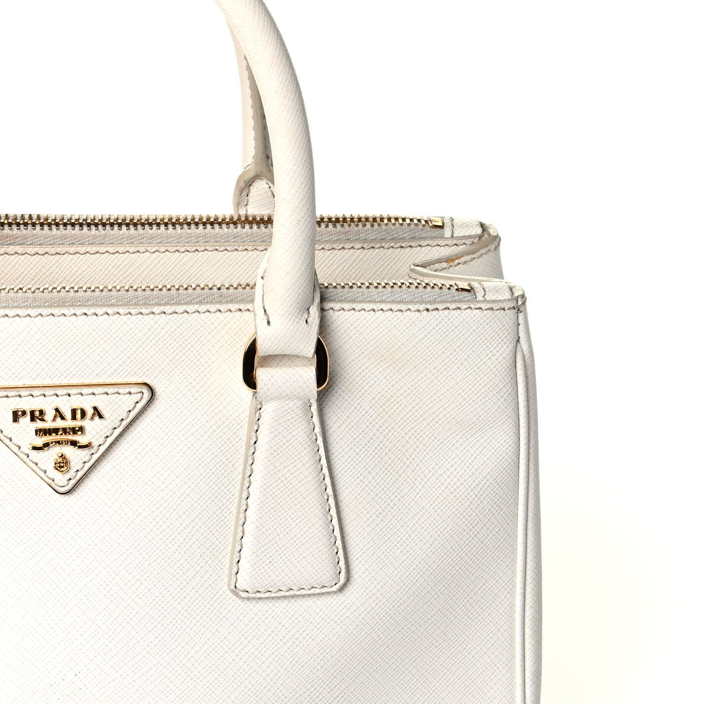Saffiano Small Galleria Double Zip Tote Talco