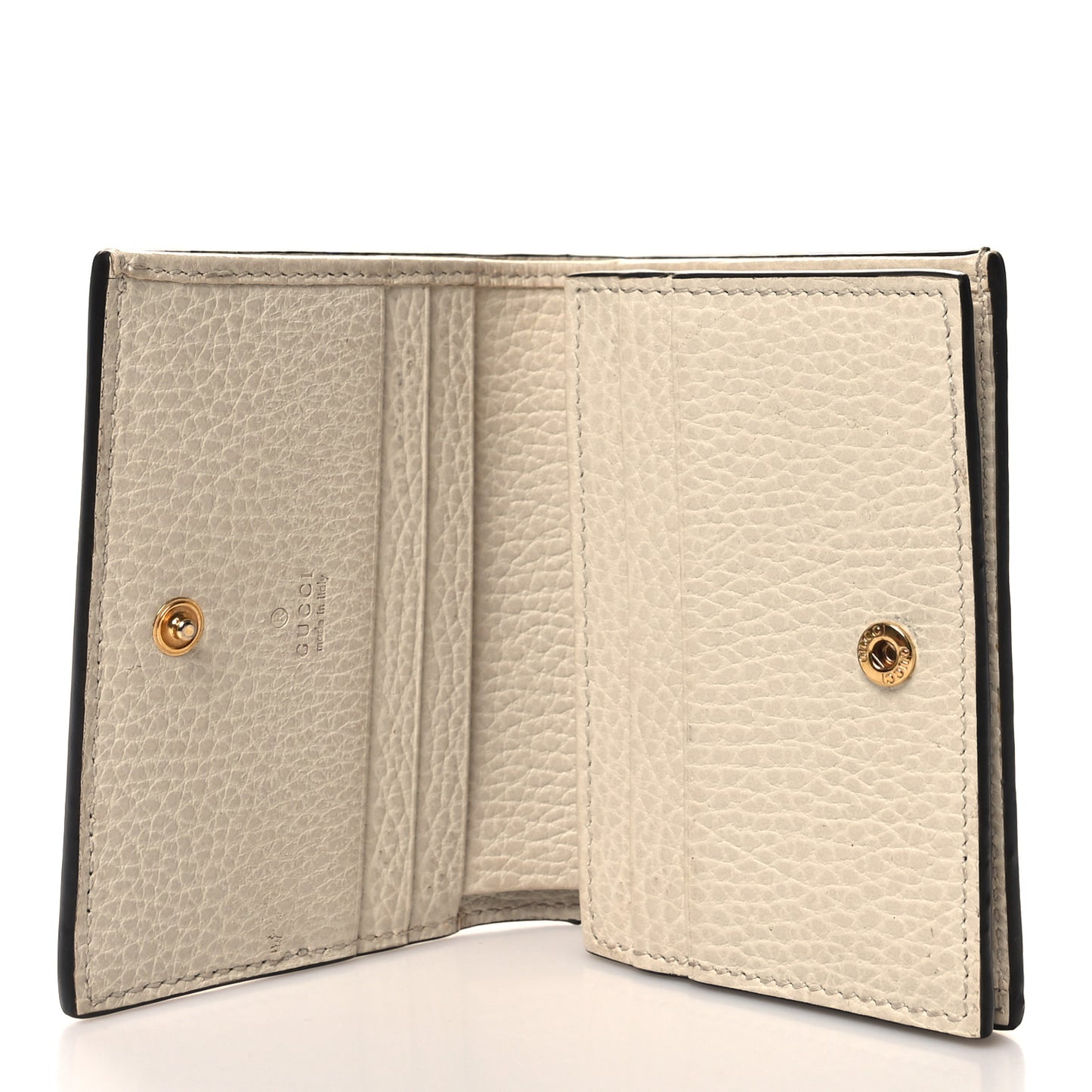 Dollar Calfskin GG Supreme Monogram GG Marmont Card Case Mystic White Beige Ebony