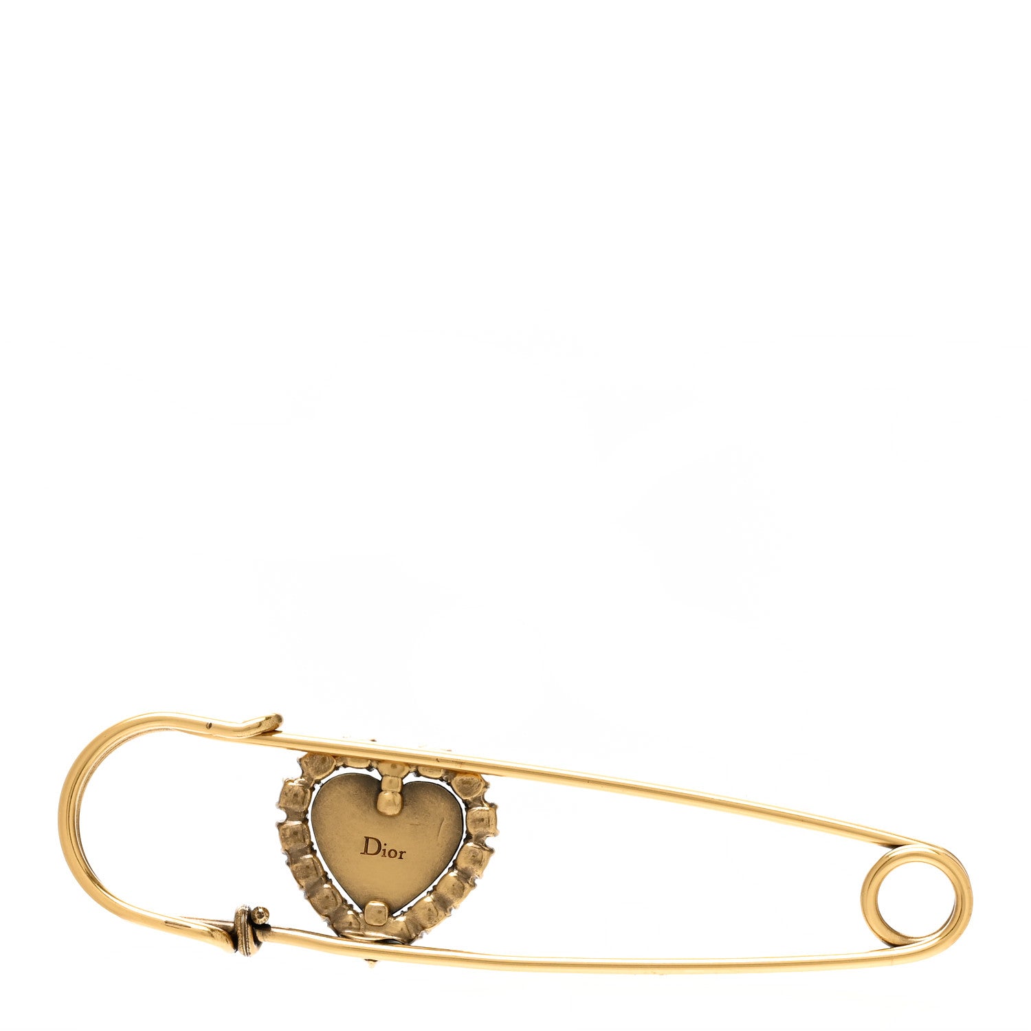 Christian Dior Crystal Heart Jadior Brooch Aged Gold 3 of 4