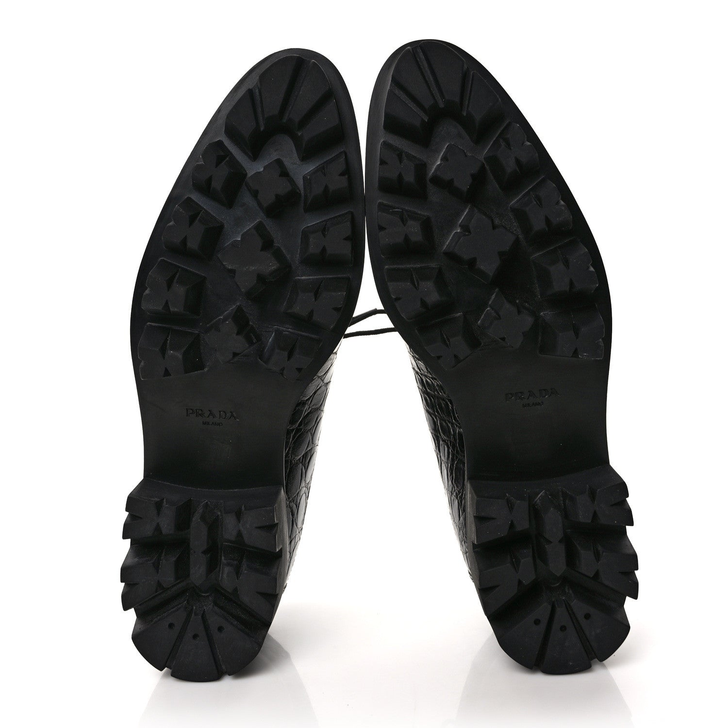 Prada Crocodile Lace Up 50mm Loafers 39 Black 5 of 8
