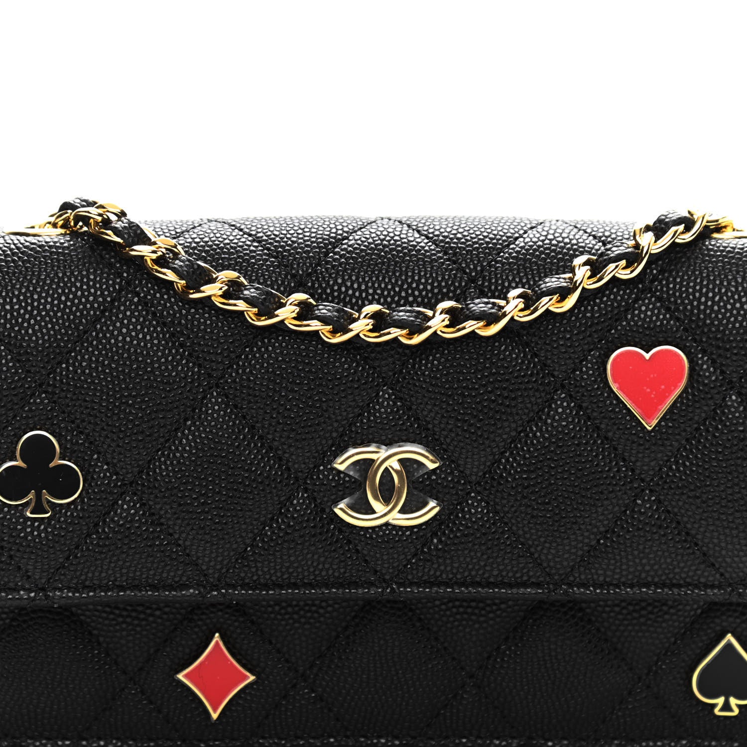 Chanel Caviar Quilted Enamel Coco Casino Flap Phone Holder With Chain Black 7 of 10