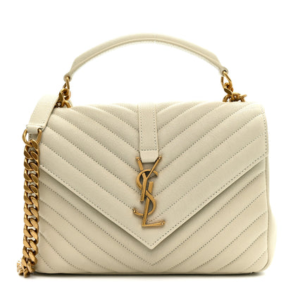 Saint Laurent Sheepskin Matelasse Chevron Monogram Medium College Bag Crema Soft 1 of 11
